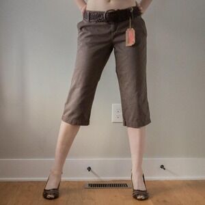 NWT Y2K Brown Preppy Capris Women's pants No Boundaries Size 9
